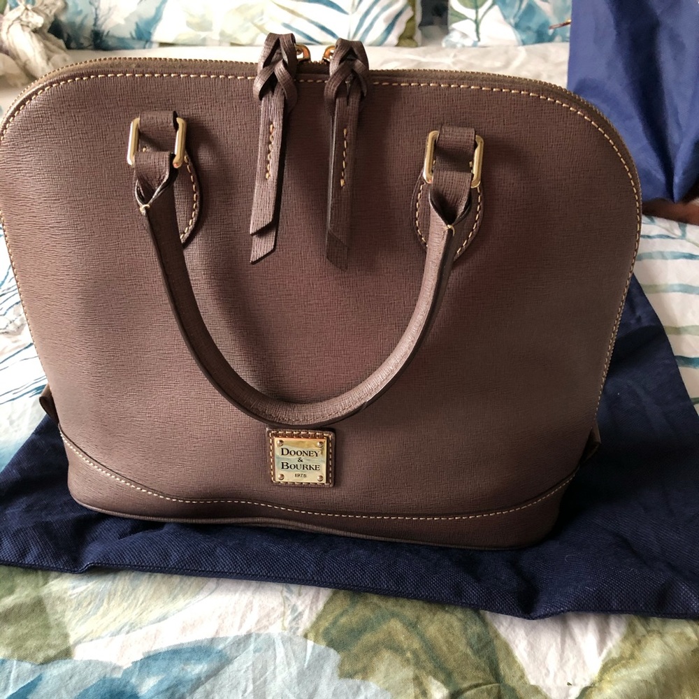 Grey Saffiano Zip Zip Satchel
